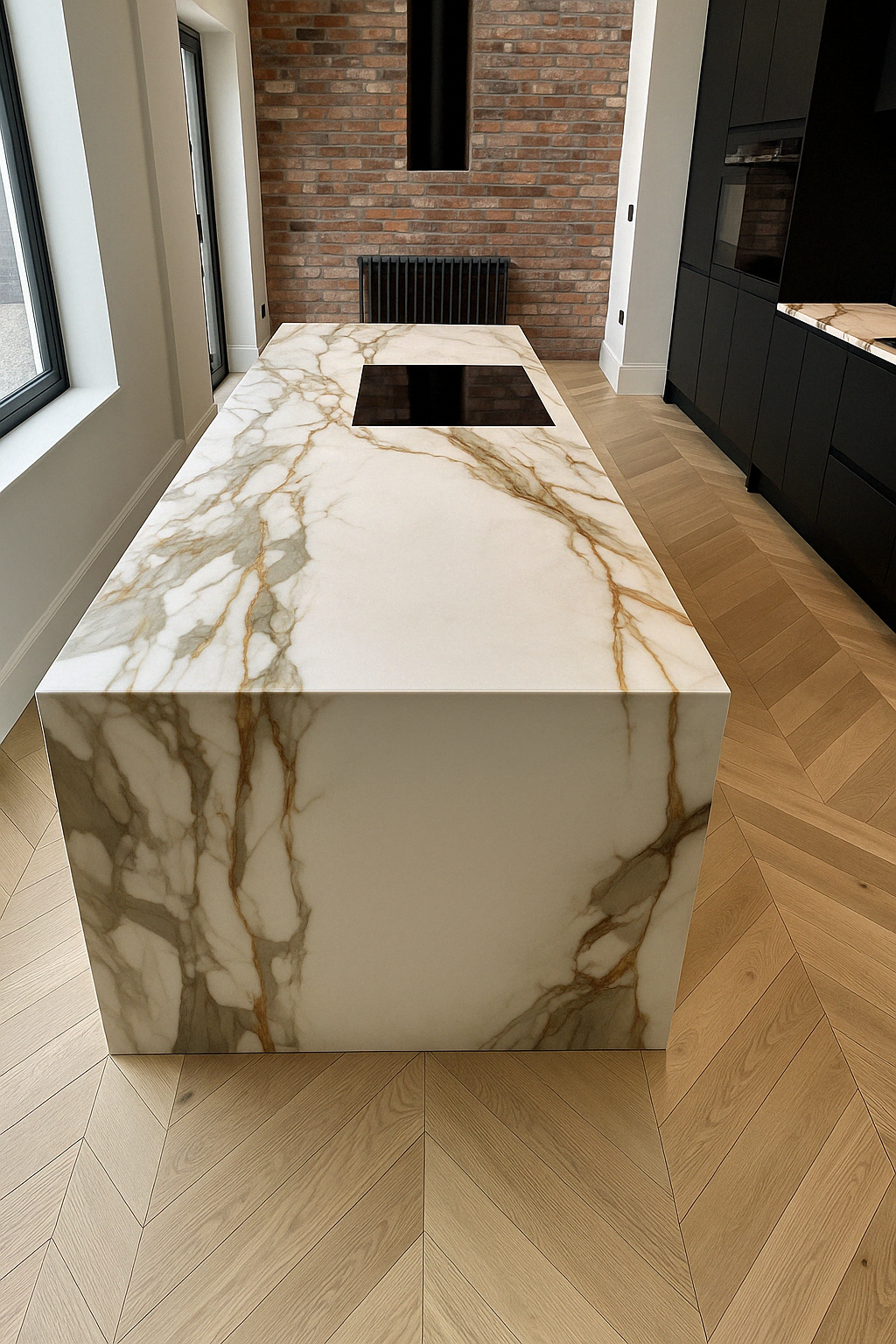 Waterfall Porcelain Kitchen Island