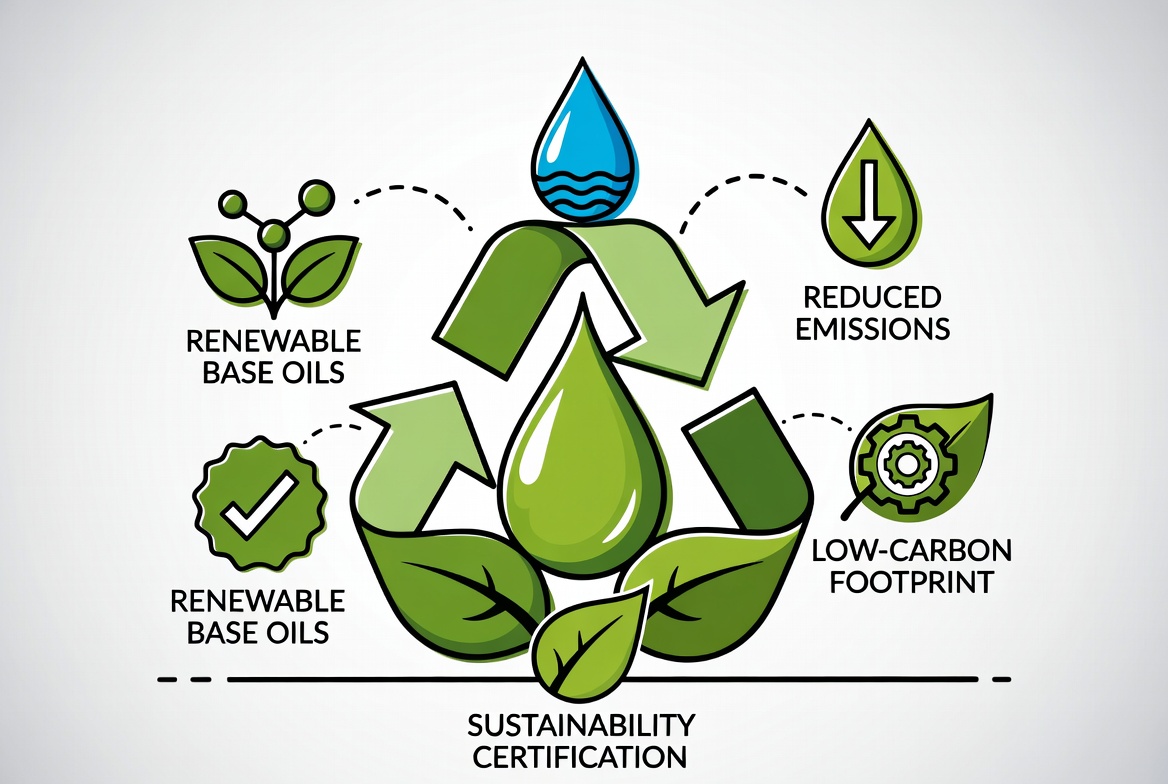 Vibrant presentation of bio-based lubricating fluids and ecological vegetable esters in a lab beaker