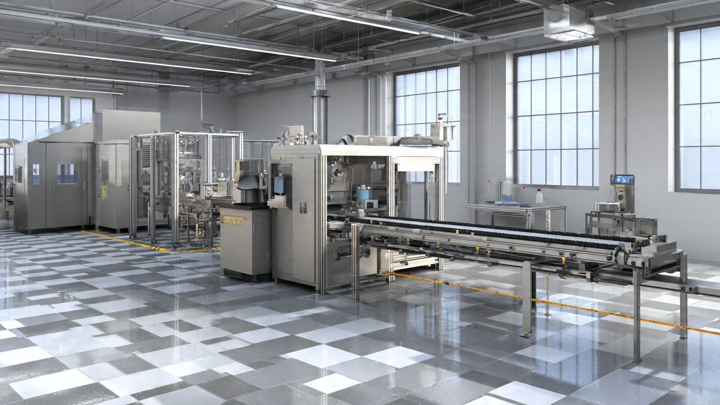 Safety barriers and gas venting systems on an automated aerosol filling factory floor