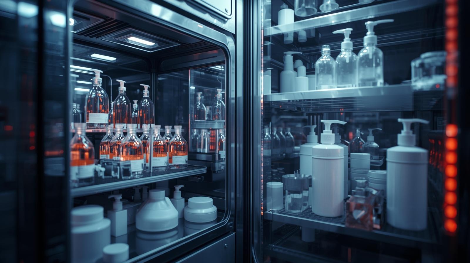 Laboratory setup for cosmetic packaging compatibility and stability testing