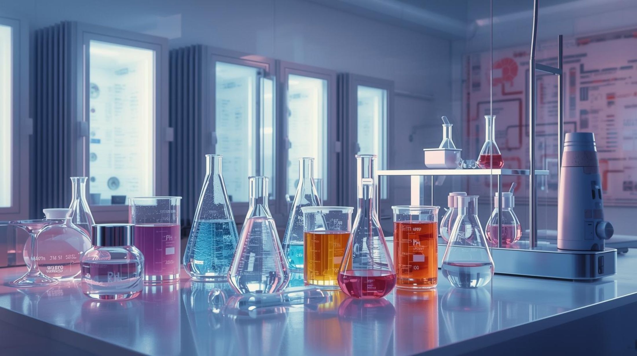 Quality control laboratory technician testing pH and viscosity parameters of cosmetic creams under sterile hoods