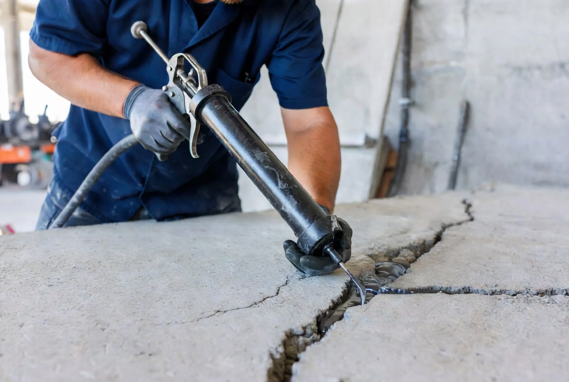 Epoxy injection grout crack repair — high-pressure epoxy resin system repairing a structural fissure in a concrete column | Global Formulation