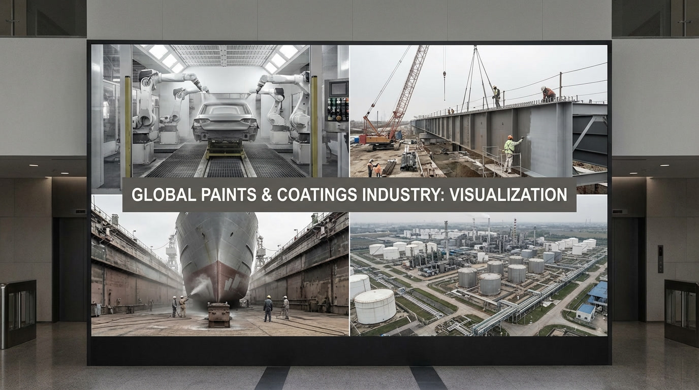 Dynamic paints and coatings market analysis showing growth projections and high-value industrial coatings sectors