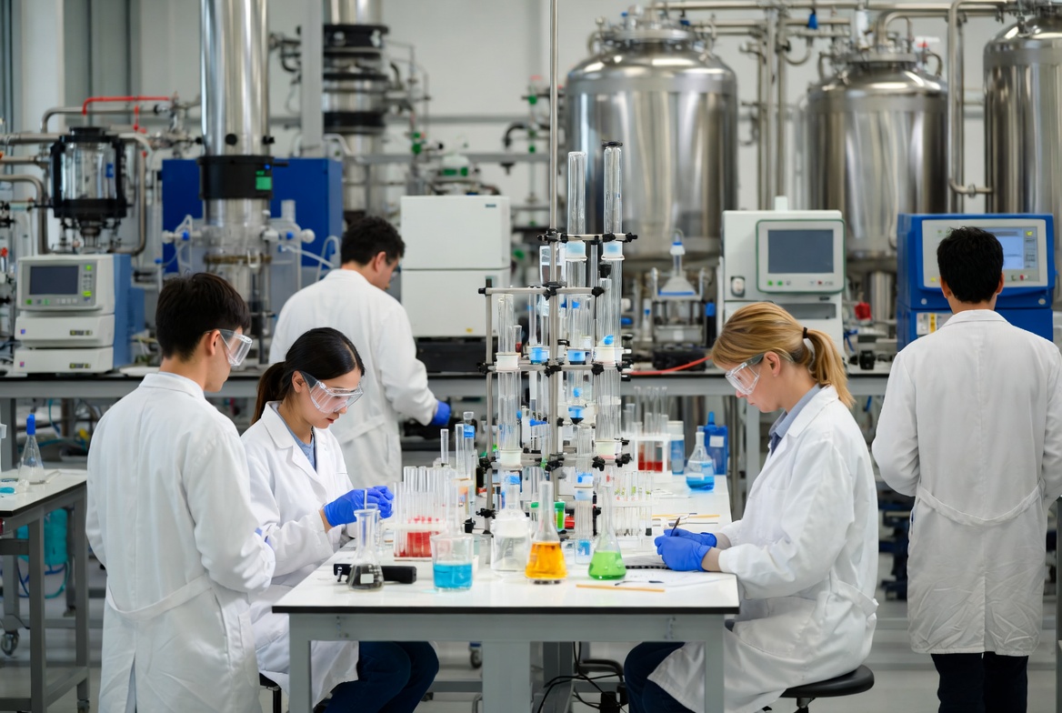 Laboratory formulation testing and pilot scale production setup for product development