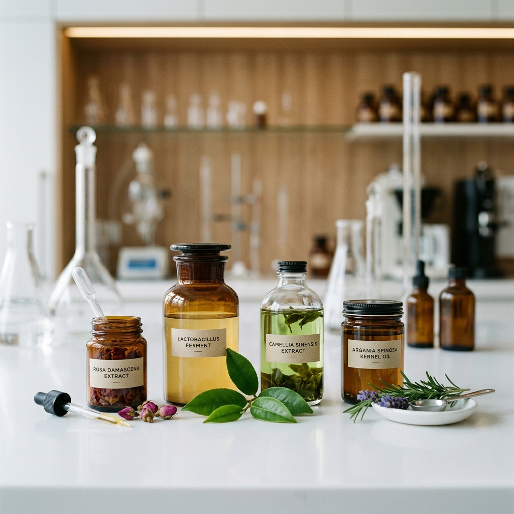 Sustainable biotech-derived and botanical cosmetic preservatives featuring bio-ferments and plant extracts for clean beauty formulations.