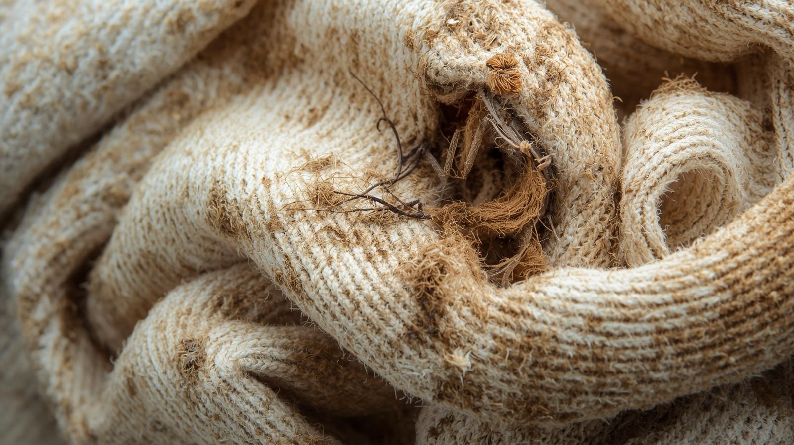 Fabric damage and residue caused by poorly formulated laundry detergent