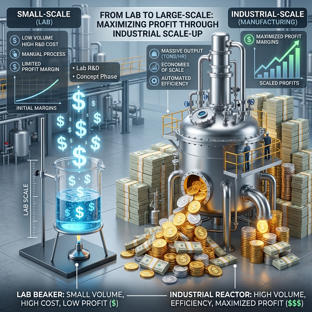 Business analysis dashboard showing profit margin targets, value-based pricing factors, and chemical feedstock cost trends
