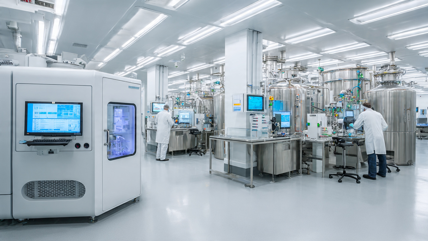 Advanced chemical R&D laboratory showcasing modern analytical balances and raw material stability testing equipment