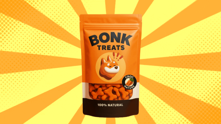 a bag of dog treats with a bag of treats