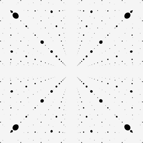 a black and white background with black and white dots and dots