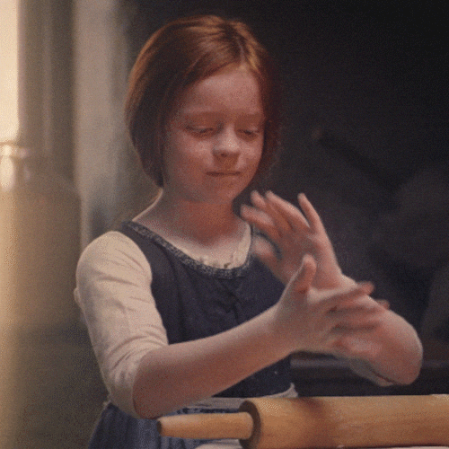 GIF little girl dusting off her hands