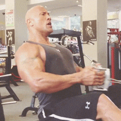 Dwayne rock Johnson GiIF - working out in gym screaming FOCUS