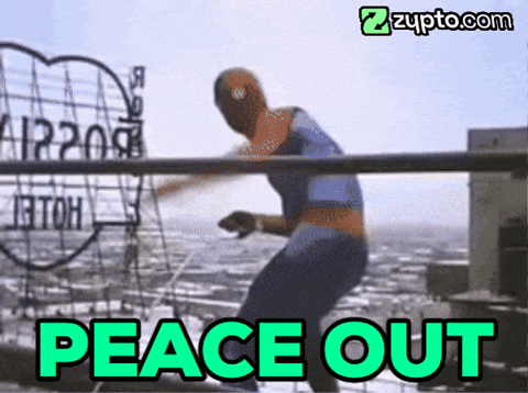 GIF Spiderman leaving with a wave