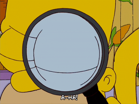 Simpsons GIF Homer with a magnifying glass