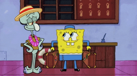 SpongBob GIF SpongBob flying off with his suitcase