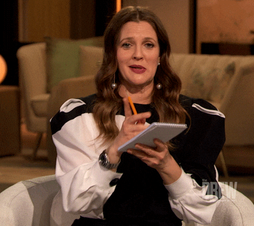 Drew Barrymore GIF taking notes