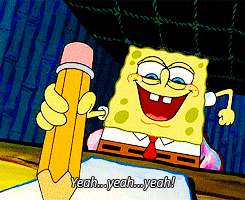 GIF SpongeBob taking notes
