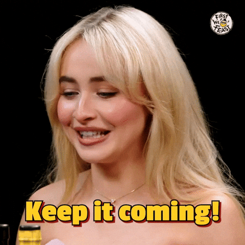 Sabrina Carpenter GIF - says keep it coming after eating hot Sause