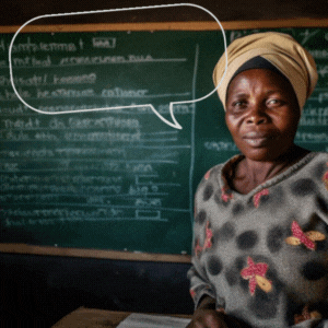 afrikanische lehrerin steht vor einer schultafel
