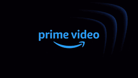 a black and white amazon prime video logo on a black background