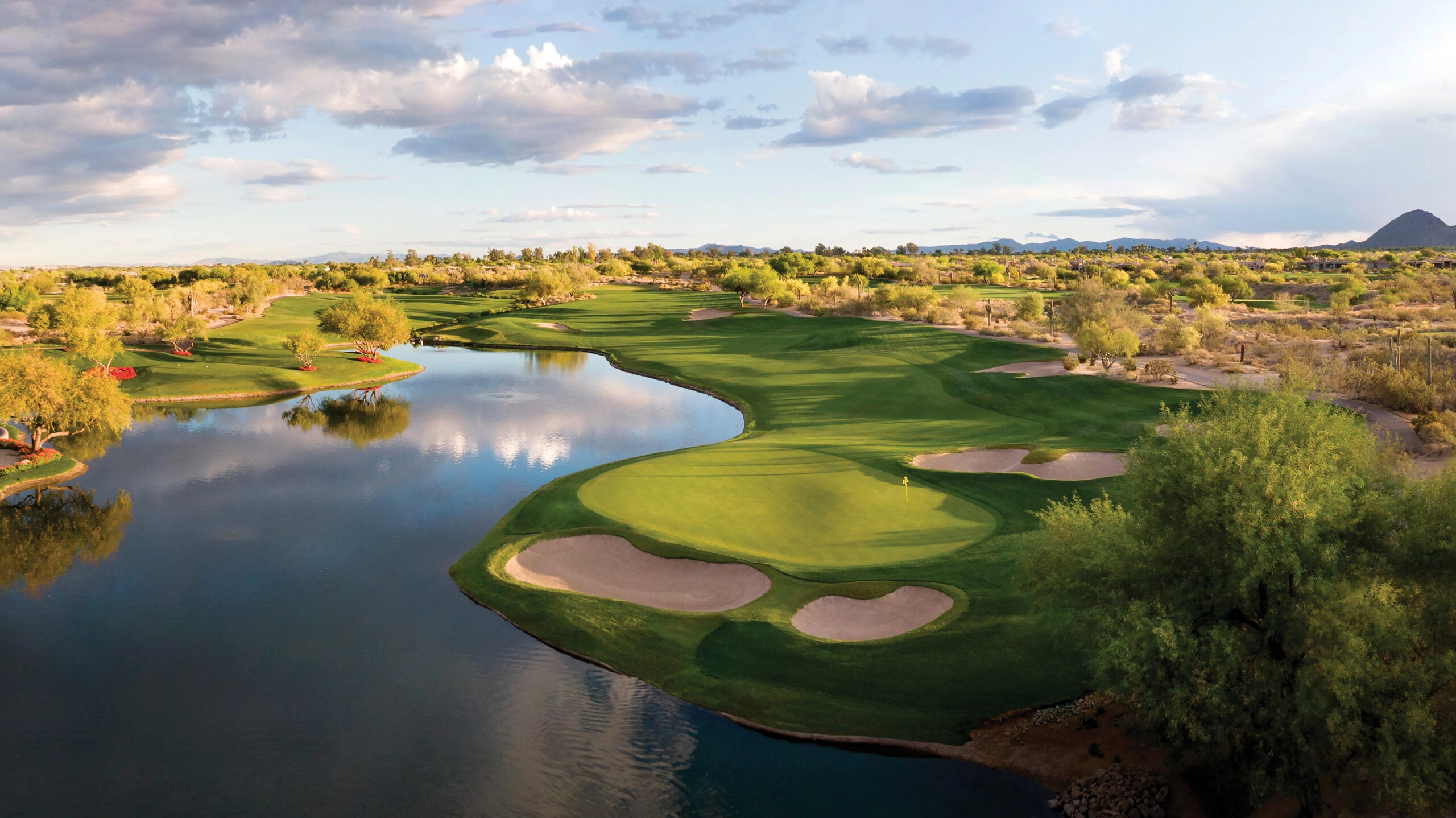 Grayhawk Raptor desert golf scene with sunset - ideal for buddies golf trips