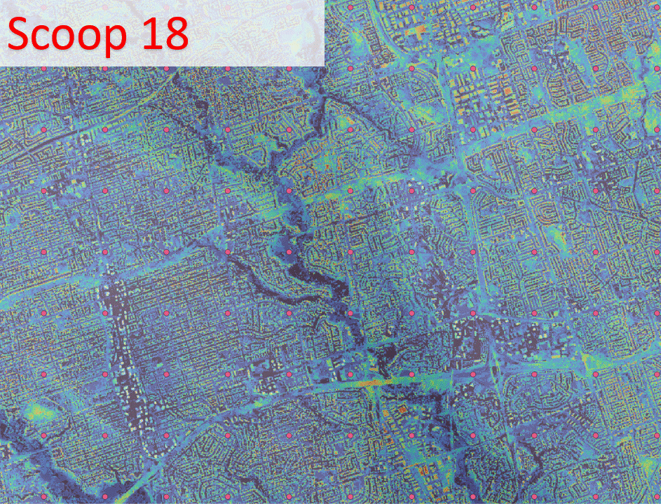 5G cell tower coverage example using different DEMs