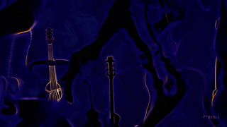 an abstract photo of a curved building with a blue sky in the background