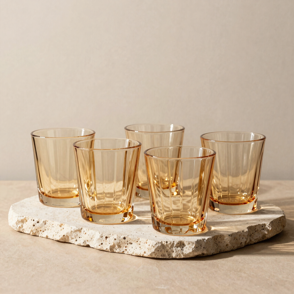 Elysian Amber Ribbed Glasses