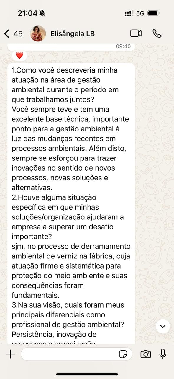 Depoimento de aluna 1 do curso Do Zero ao Planner Ambiental
