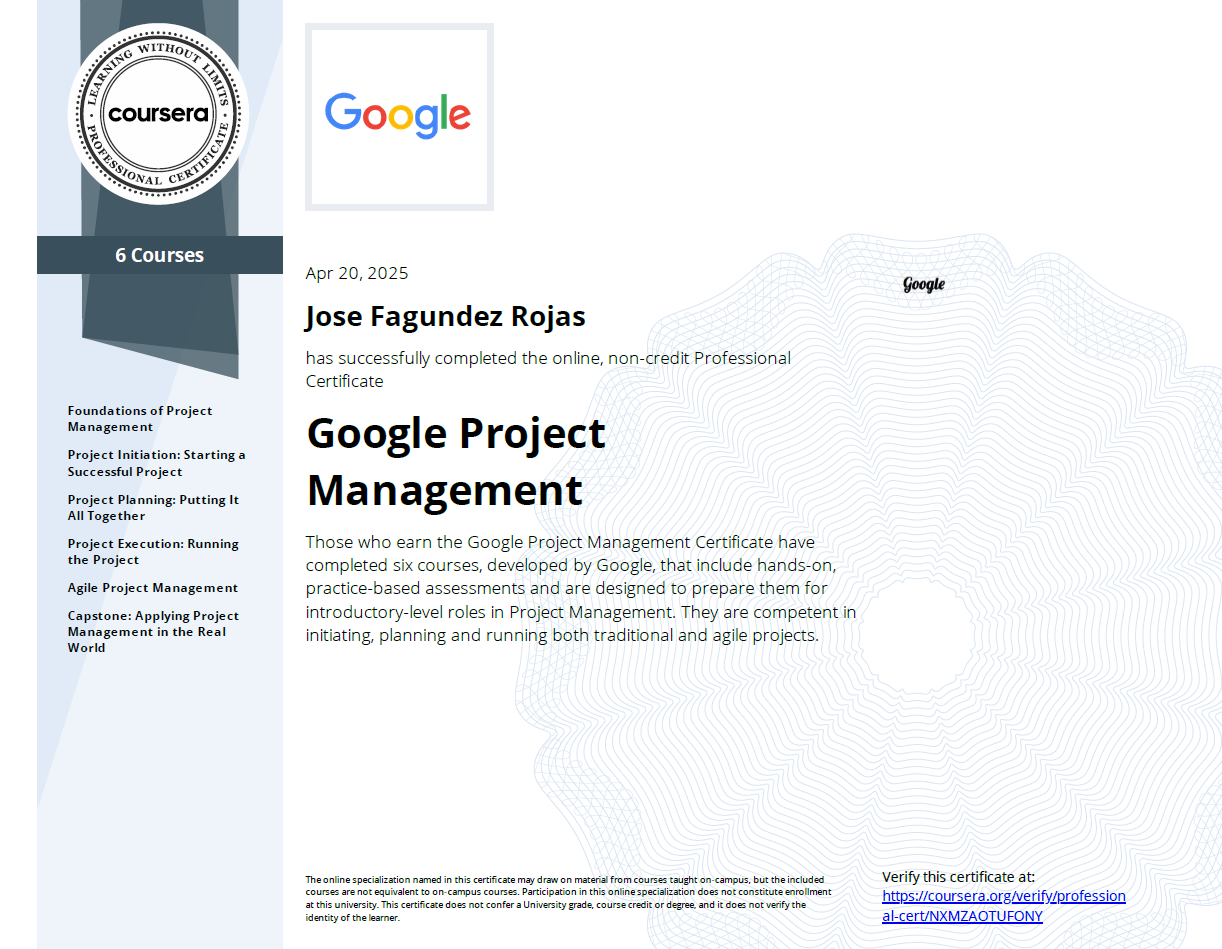 Google Project Management Certification