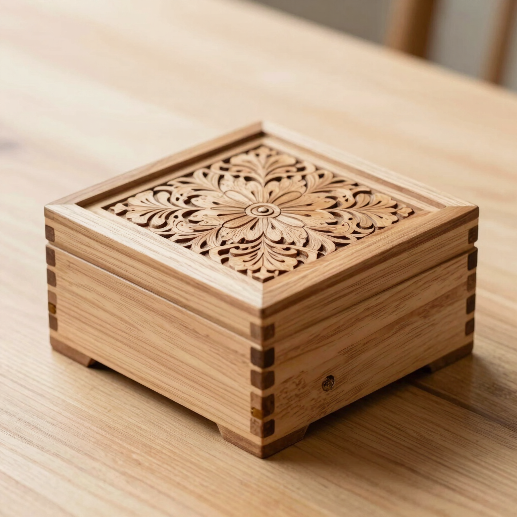 Caja de Té de Madera Grabada