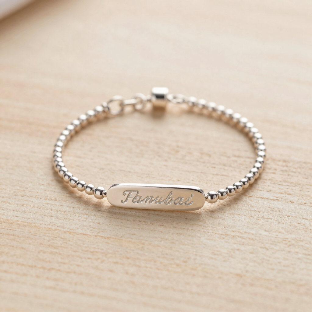 Pulsera de Plata con Placa Grabable