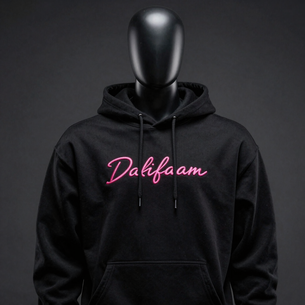 Cyber-Pink Embroidered Hoodie