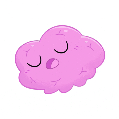 A cute, cartoon pink cloud with sleeping eyes and an open mouth. This sweet, dreamy cloud illustration is perfect for