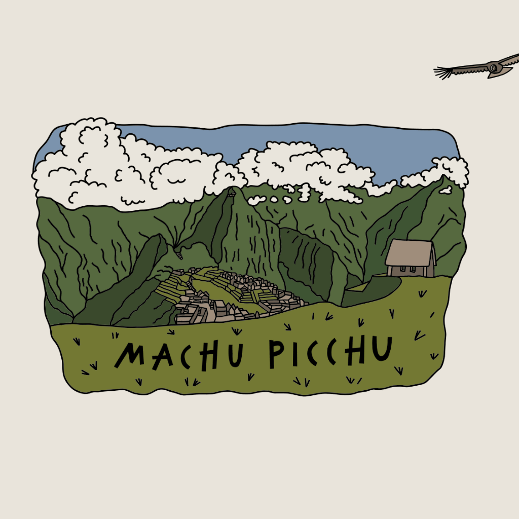 Machu picchu travel animation and illustration