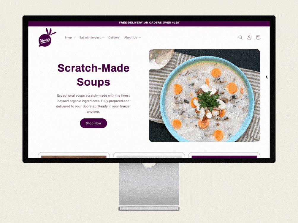 Simpls Website online shopify marketplace design
