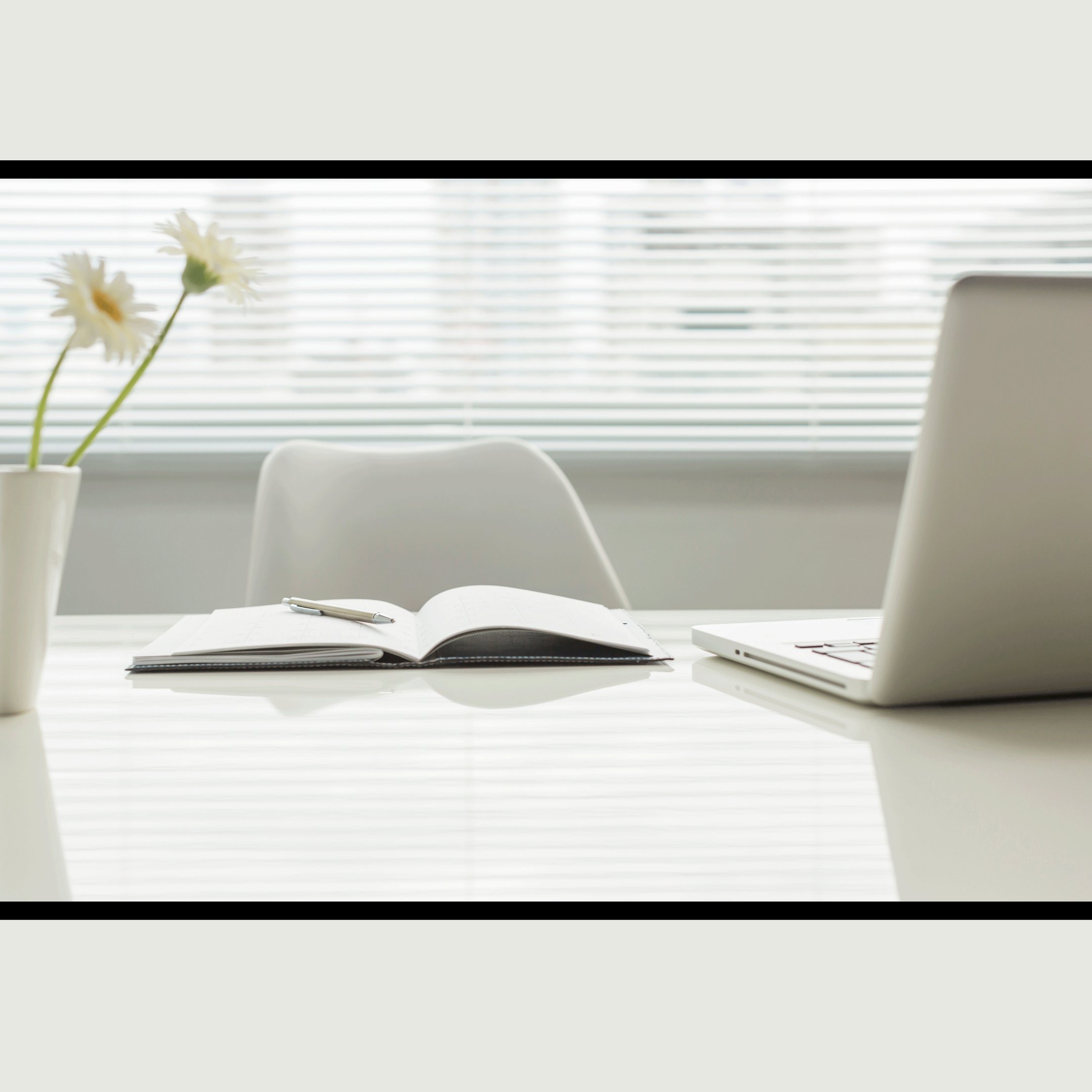 Modern office space with plants and desk