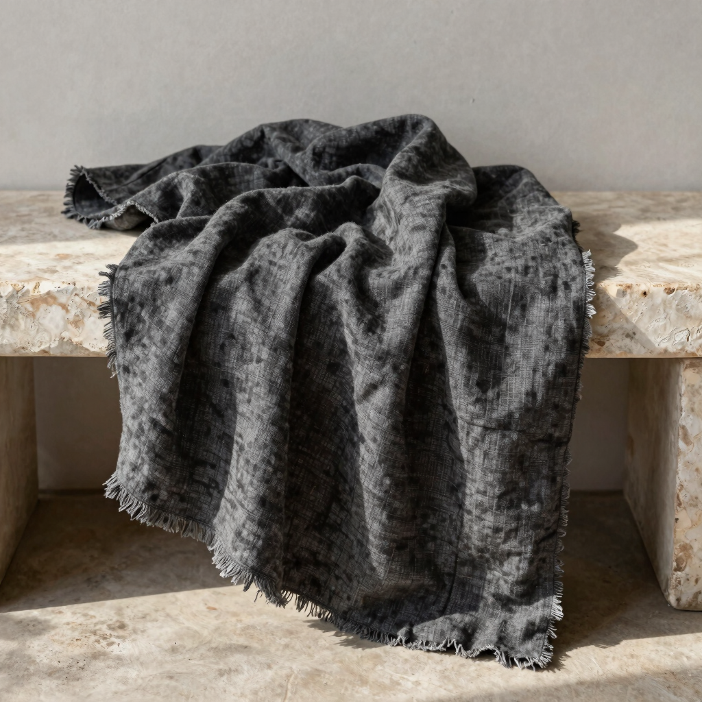 Charred Ash Linen Throw