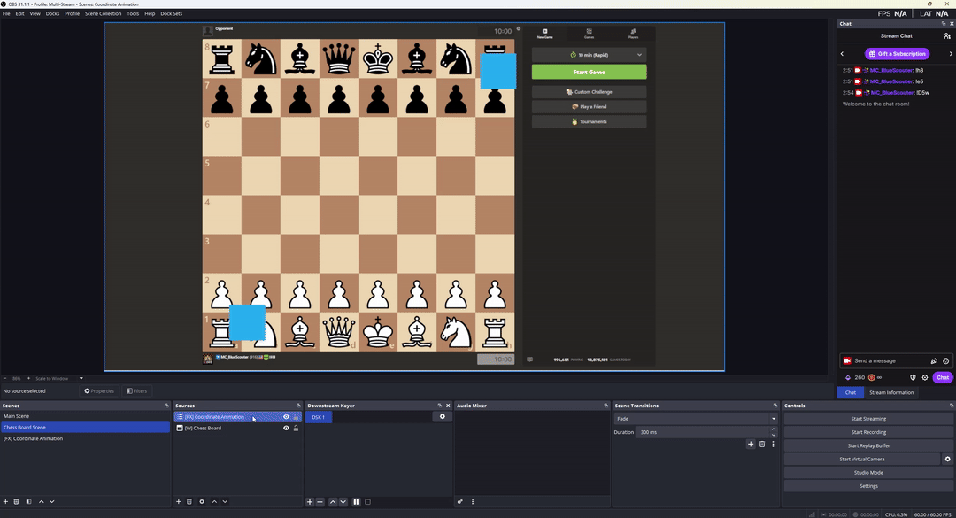 a chess game with a chess game board