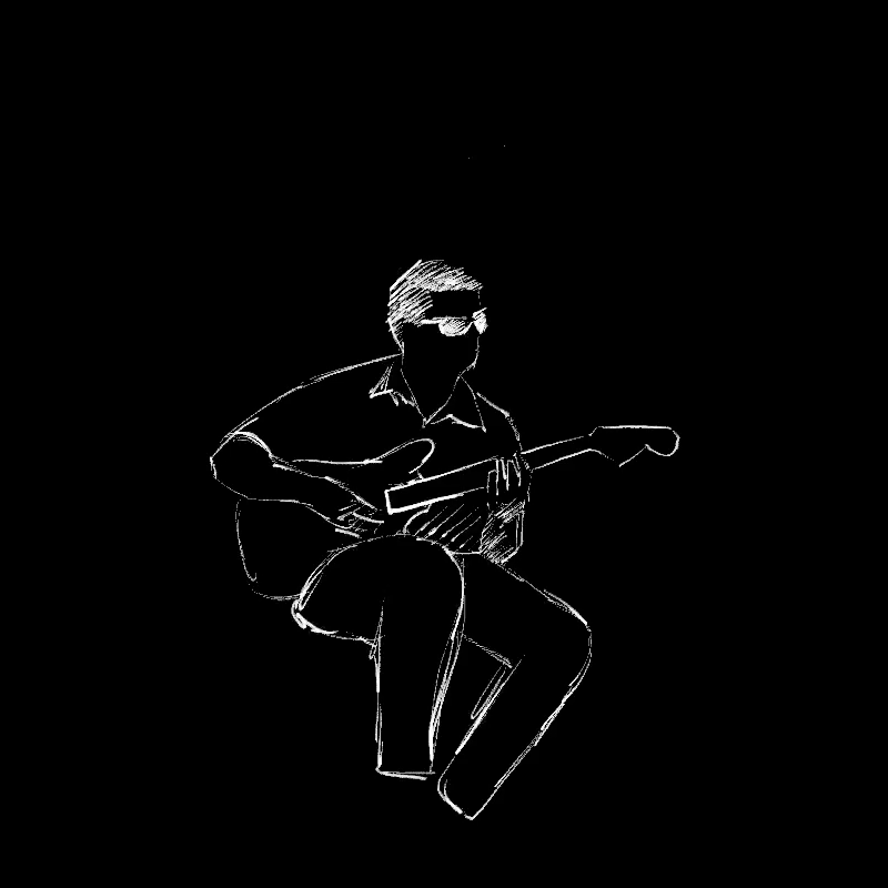 a GIF - hand drawn animation of a man playing guitar