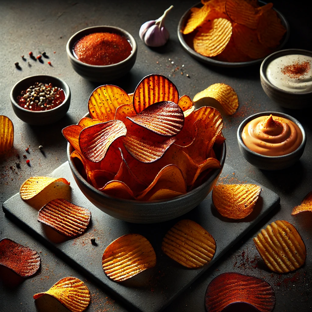 imagem de batata chips sobre a mesa