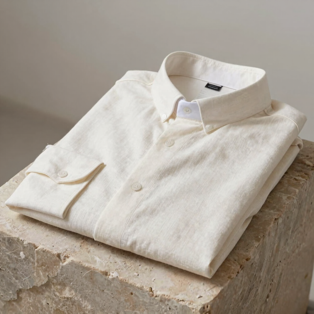 Camisa Clergyman de Dacron hilo Blanco 
