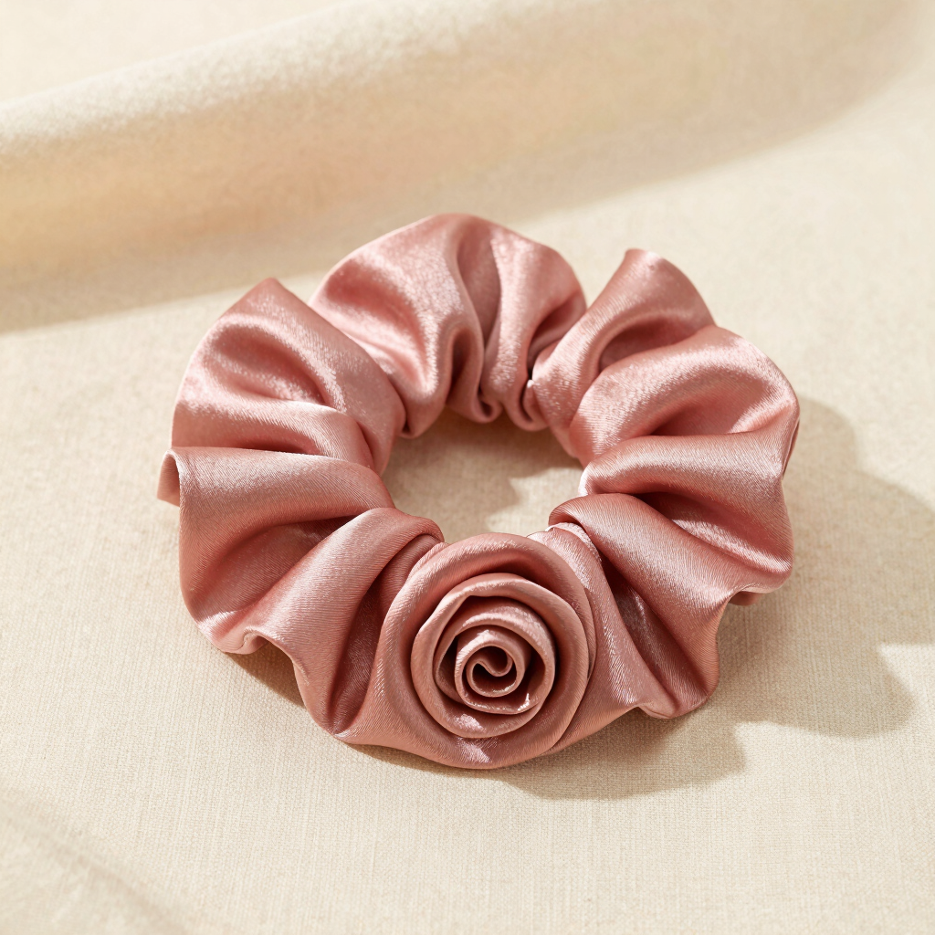 Rose Blush Satin Scrunchie