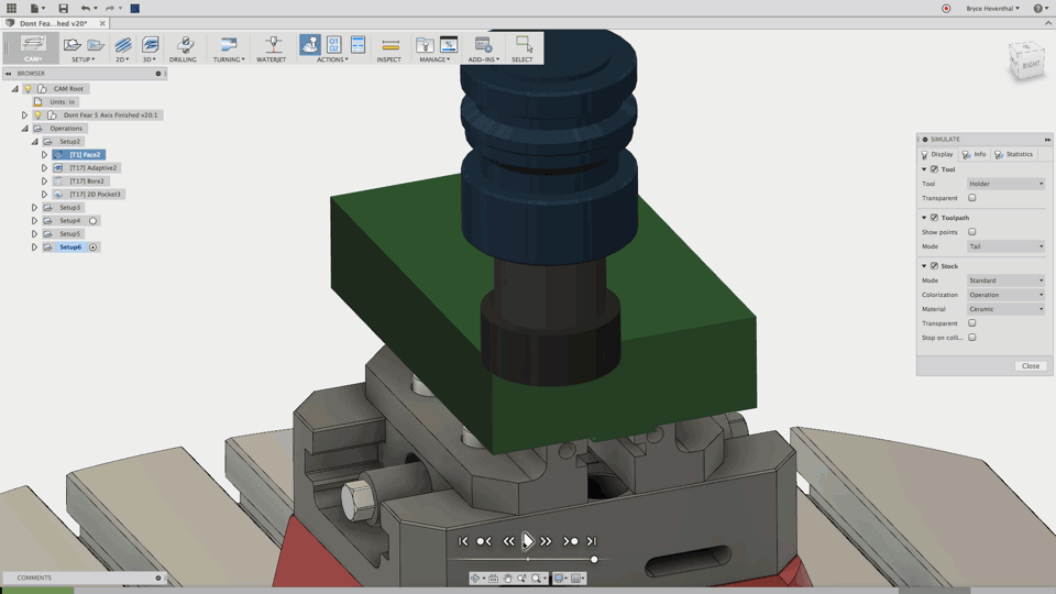symulacja obróbki z wykorzystaniem oprogramowania CAD/CAM do procesu frezowania CNC