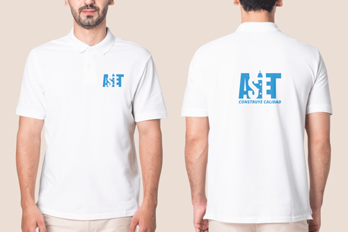 Mockup de camiseta para uniforme de ASIET, con diseño profesional para equipo de ingenieros, técnicos y electricistas, con lo