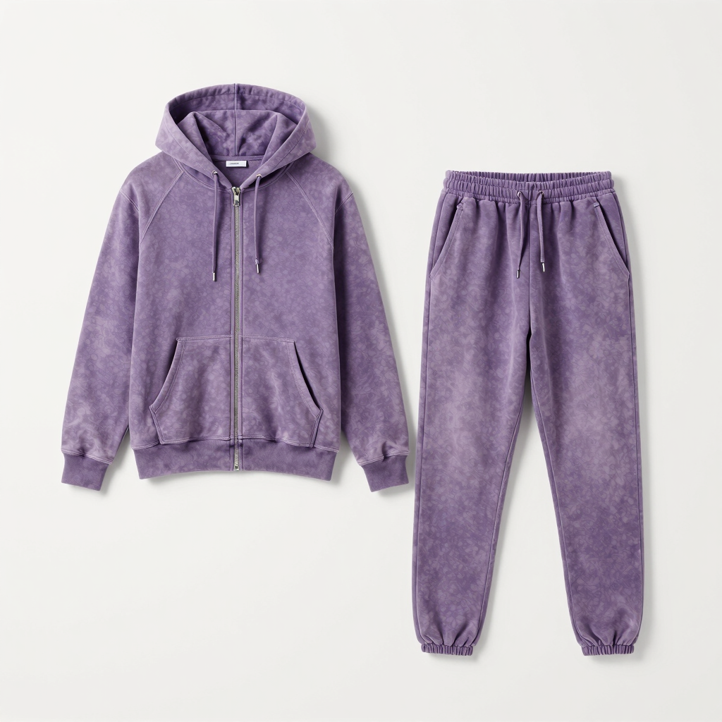 Acid Wash Zip Hoodie Set