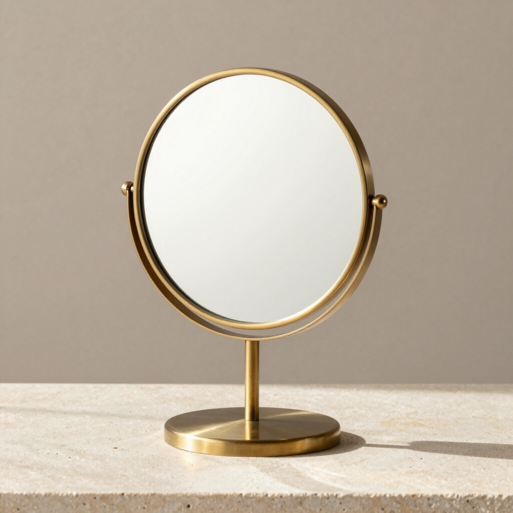 Miroir de Table en Laiton Brossé