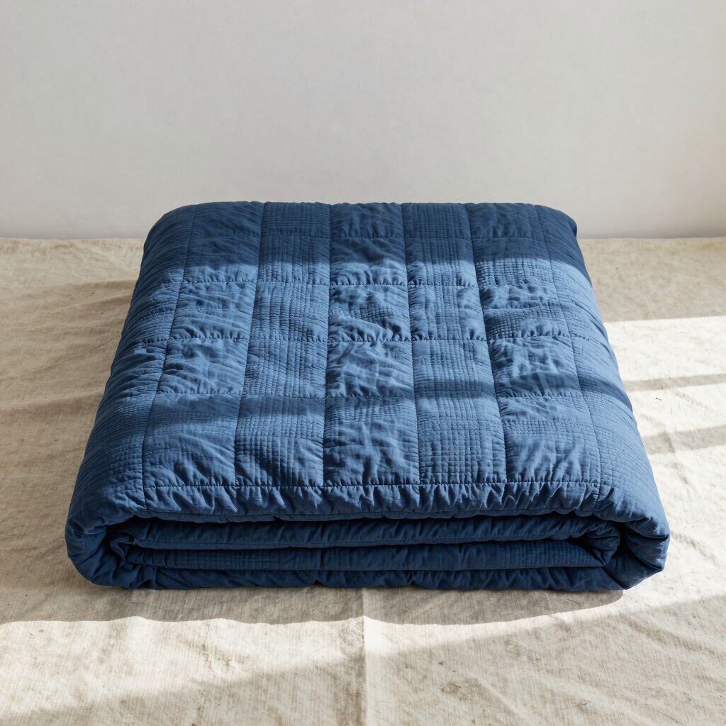 Stitched Indigo Bed Quilt