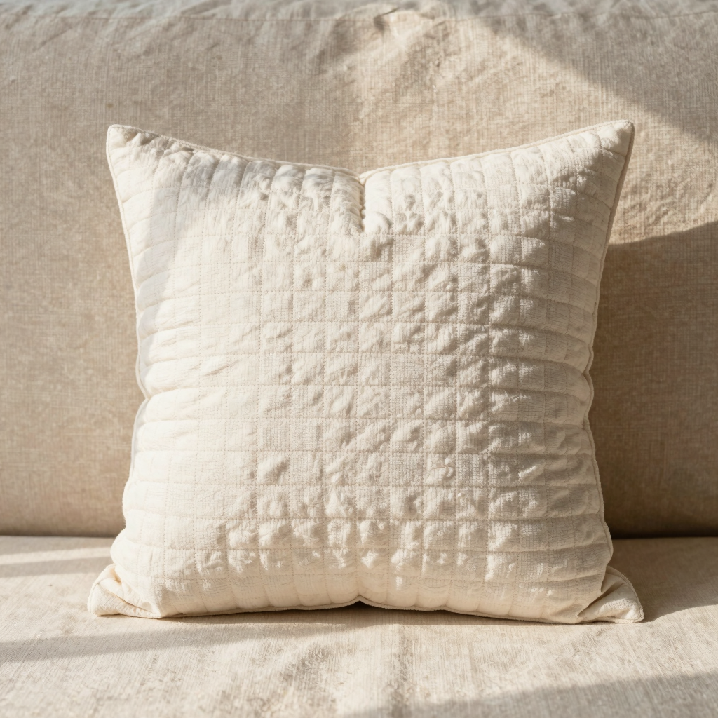 Slub Cotton Grid Pillow