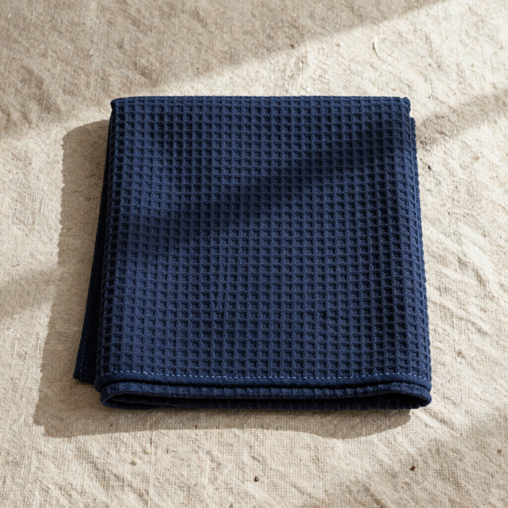 Indigo Stripe Waffle Throw
